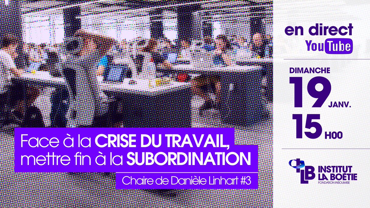 🟣 Dimanche 19 janvier à 15h, ne manquez pas la dernière conférence de la sociologue Danièle Linhart, « Face à la crise du travail, mettre fin à la subordination »

👉 À suivre sur notre chaîne YouTube : youtube.com/watch?v=eQ9YtZ…