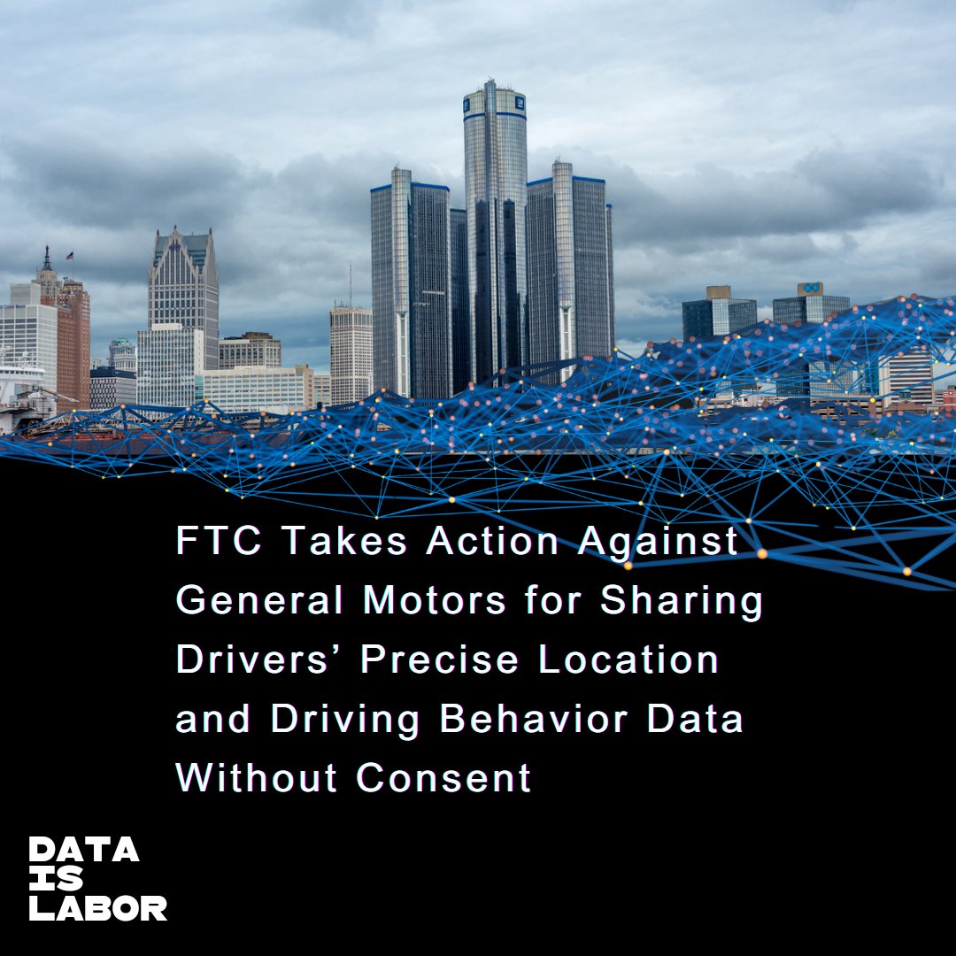 dataislabor's tweet image. #DataIsLabor 
FTC Takes Action Against General Motors for Sharing Drivers’ Precise Location and Driving Behavior Data Without Consent
 ftc.gov/news-events/ne…