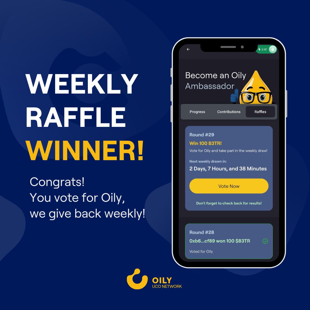 🎉 Congratulations <a href="/cboundy22/">Conno🅡 Boundy</a>  - our first Weekly Raffle winner!

Fun fact: our system got a bit too excited during testing and sent multiple 100 $B3TR rewards. <a href="/cboundy22/">Conno🅡 Boundy</a> , being the OG he is, returned the extra funds without hesitation 💚

This is why we love building in this
