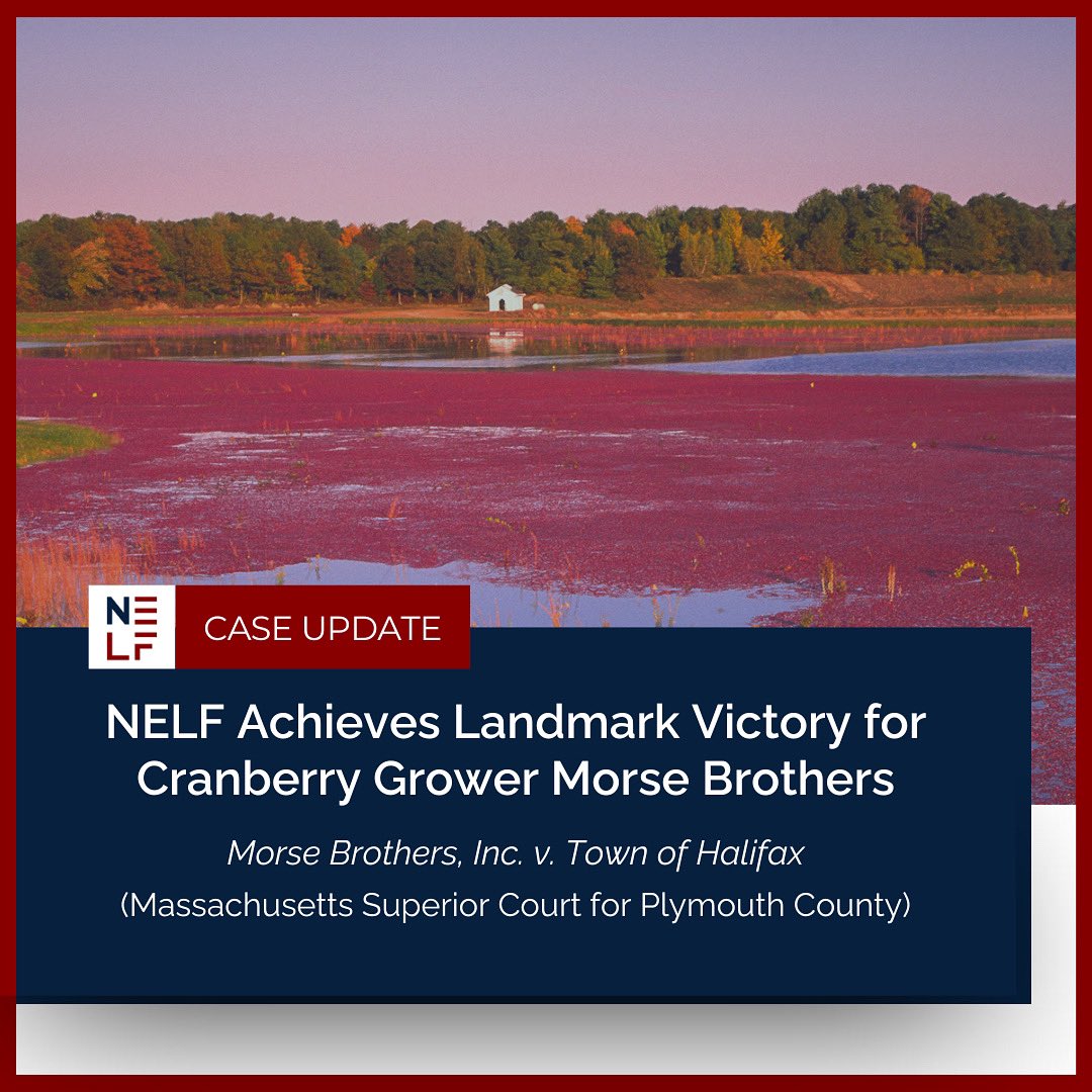 NELegalFndtn's tweet photo. 🎉 Victory Alert! 🎉
 
NELF is thrilled to announce a key win in Morse Brothers, Inc. v. Town of Halifax. The Massachusetts Superior Court ruled in favor of the cranberry grower, striking down unlawful restrictions imposed by the town on essential sand removal for cranberry cultivation.
 
NELF’s October 2024 amicus memorandum argued that such land use is protected under Massachusetts zoning law. The court agreed, finding the town’s actions unreasonable and unsupported by law or evidence.
 
This landmark victory underscores NELF’s vital role in defending property rights and upholding the rule of law. 💪⚖️
 
#LegalVictory #CranberryCase #LandUseRights#NELF #FreeEnterprise