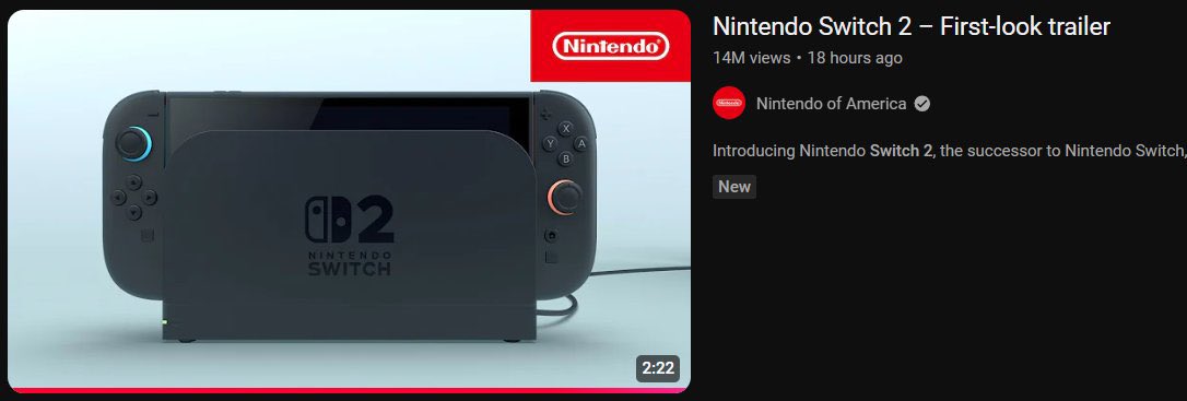 braddlex's tweet image. One day of trailer being up and Switch 2 has more views than PlayStation 5 trailer posted 4 months ago?! 😅
We all have our preference but for people to bag on Nintendo because it isn’t to their liking is funny. Nintendo has the best brand integrity in the field.
#s dont lie