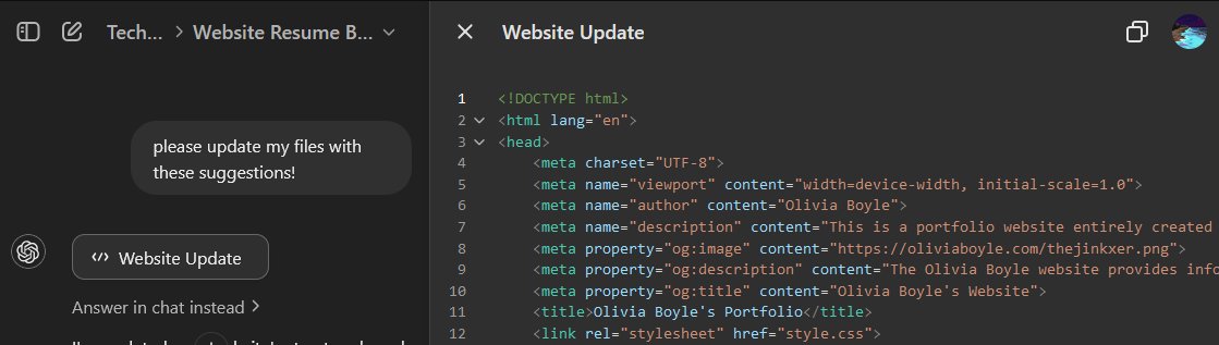 obtechpulse's tweet photo. saving lots of time on my website with ChatGPT. I did a first draft on my own to learn HTML, CSS, and JavaScript, then I provided my files to ChatGPT and asked for it to provide advice as a mentor. I liked some of the suggestions, and it incorporated them for me. https://t.co/drlkztFkVA