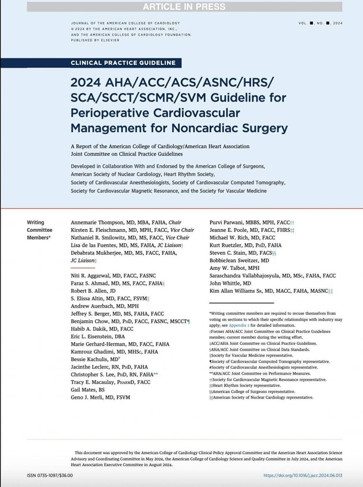 🔴2024 ACC/AHA Perioperative Guidelines⤵️  
❤️10 take-home points  #ACCAHAPerioperativeGuidelines

🔹ahajournals.org/doi/10.1161/CI…
 #Cardiology #FOAMed #MedEd #medstudent #paramedic #Cardiology #CardioEd #medtwitter #meded #CardioTwitter #cardiotwiteros  #MedX #cardiovascular