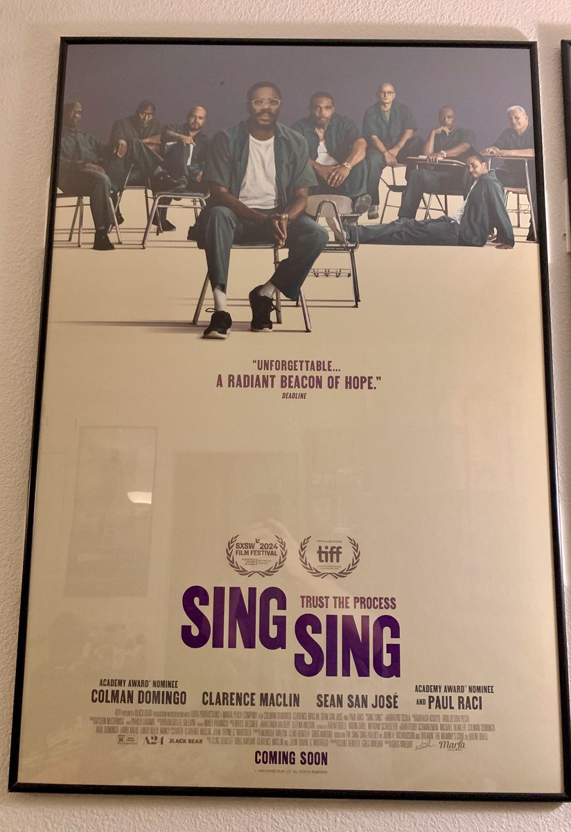 Good morning! Today Sing Sing is back in theaters! I highly recommend you go see it this weekend. It’s a beautiful film w/ mesmerizing performances from <a href="/colmandomingo/">Colman Domingo</a> x Clarence Maclin. I loved it so much I have the movie poster👇🏻 <a href="/SingSingMovie/">Sing Sing</a> 

#singsing #filmtwt