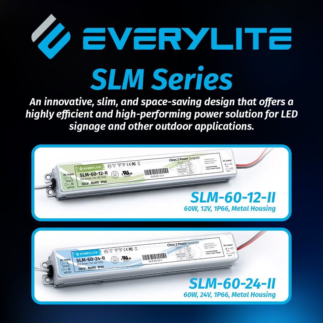 Everylite's tweet photo. Our SLM Series #powersupplies deliver power and protection in a sleek, compact design. With wide input voltage, PFC function, and safety features, they're perfect for LED signage and outdoor use.

📄 Explore:
12V: https://t.co/tPAk8iHTvq
24V: https://t.co/e8UUSv9CyF https://t.co/AtZP193kus