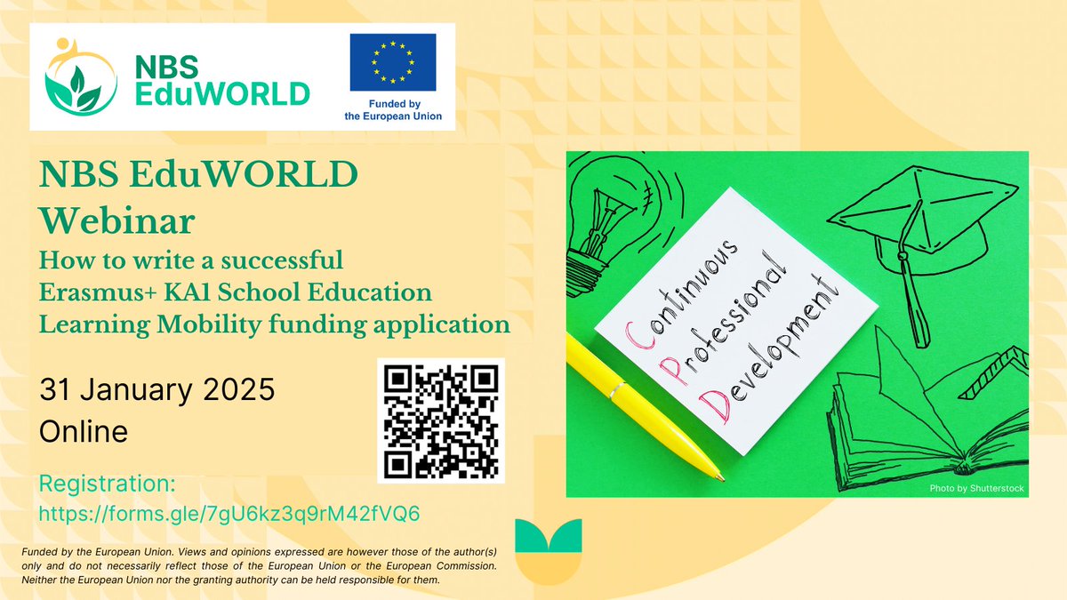 ESIA - European School Innovation Academy (@esia_eu) on Twitter photo 📌 Join us on the <a href="/NBS_EduWORLD/">NBS EduWORLD</a> project webinar on 📝 ‘How to write a successful Erasmus+ KA1 School Education Learning Mobility funding application’ on 31st January 2025, 14h – 15h CET.
👉 Register here: forms.gle/bydFbjxt3F48Nc… 📌 Join us on the <a href="/NBS_EduWORLD/">NBS EduWORLD</a> project webinar on 📝 ‘How to write a successful Erasmus+ KA1 School Education Learning Mobility funding application’ on 31st January 2025, 14h – 15h CET.
👉 Register here: forms.gle/bydFbjxt3F48Nc…