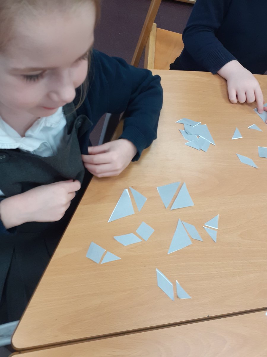 As part of year1's topic on shape, they have spent the week exploring repeating patterns, radiating patterns and tangrams.