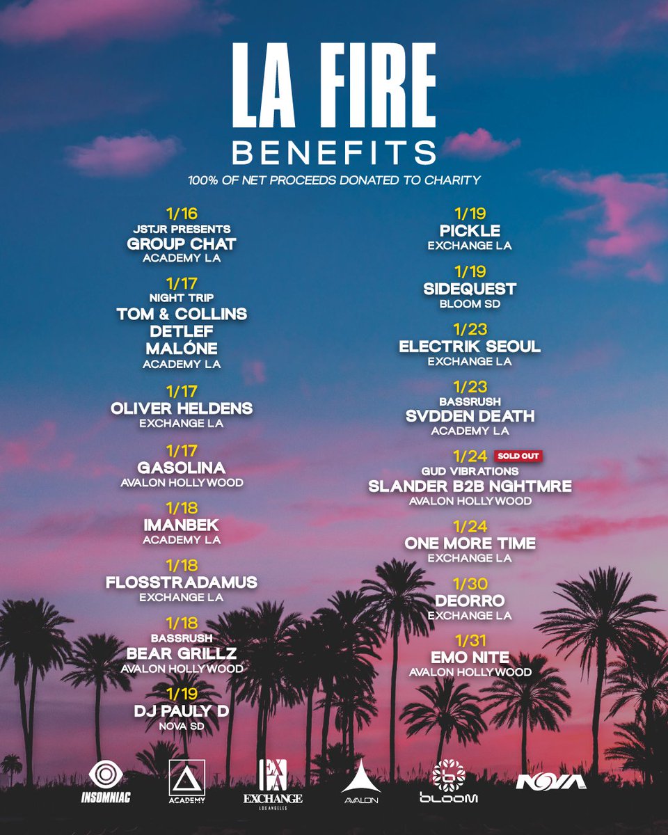 WE 💚 YOU HUMANZ_‼️

Los Angeles, your strength &amp; resilience inspire us.❤️ We’re honored to host a series of LA Fire Benefit Shows featuring incredible artists who have generously donated their time.

100% of net proceeds will go directly to those impacted by the fires.