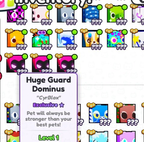 imcyrian's tweet image. Huge Pets Giveaway! Huge Guard Dominus (Squid Games Huges lol)
Comment your 🗨️ Roblox username and I will send you this huges for FREE! 🔔

Make sure to LIKE ❤️ &amp;amp; RETWEET ♻️ then FOLLOW ME to JOIN! 💯
#Roblox #PetSimulator99