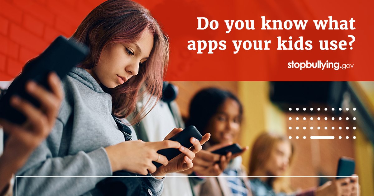 Staying informed on your kids’ digital activity is key to helping them stay safe online. See our list of social media and apps to be aware of at stopbullying.gov/cyberbullying/….  

 #StopBullying #Cyberbullying #SocialMedia
