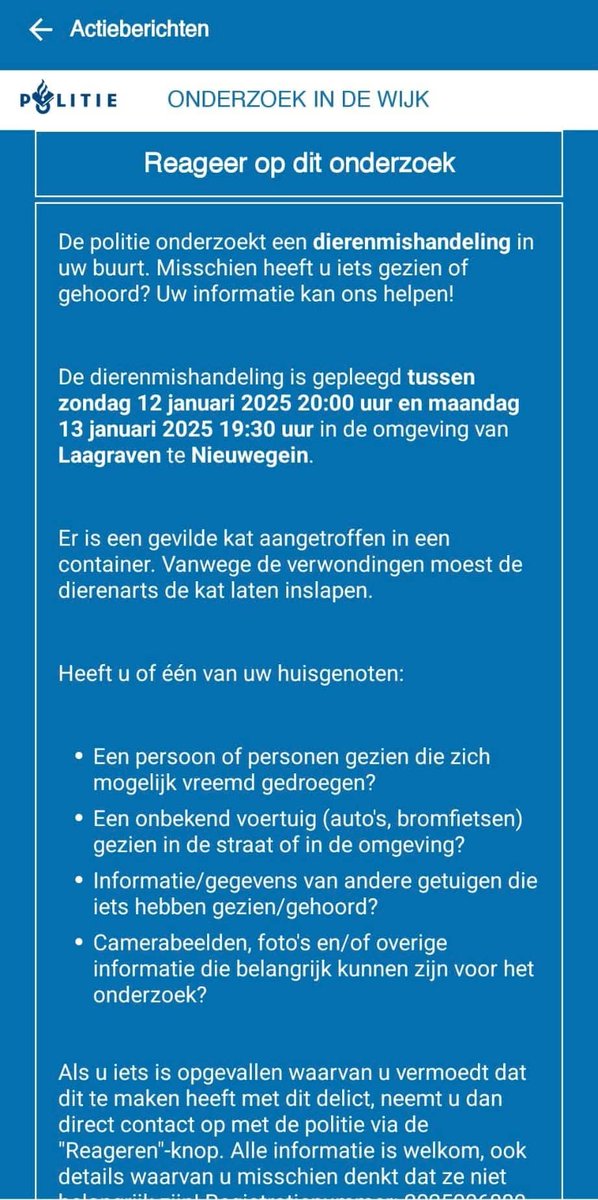 Dierenmishandeling in Nieuwegein: Gevilde kat gevonden