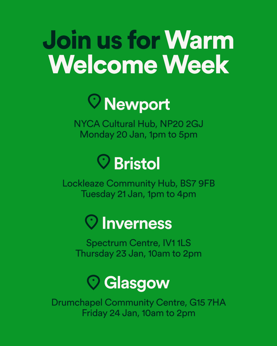 OVO (@ovoenergy) on Twitter photo Warm Welcome UK supports spaces where people can find connection and belonging. We’ll be at the 4 hubs below as part of Warm Welcome Week, offering energy advice and support. 💚
Know someone who might want to join us? Share this, or find another <a href="/WarmWelcome_UK/">Warm Welcome UK @warmwelcomeuk.bsky.social</a> Space 👇 Warm Welcome UK supports spaces where people can find connection and belonging. We’ll be at the 4 hubs below as part of Warm Welcome Week, offering energy advice and support. 💚
Know someone who might want to join us? Share this, or find another <a href="/WarmWelcome_UK/">Warm Welcome UK @warmwelcomeuk.bsky.social</a> Space 👇