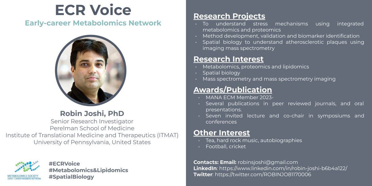 EMN Metabolomics Society (@emn_metsoc) on Twitter photo Introducing Robin for #ECRVoices
<a href="/ROBINJO81170006/">ROBIN JOSHI</a> is working on #Lipidomics and he is based in Philadelphia, US 🇺🇸 Introducing Robin for #ECRVoices
<a href="/ROBINJO81170006/">ROBIN JOSHI</a> is working on #Lipidomics and he is based in Philadelphia, US 🇺🇸