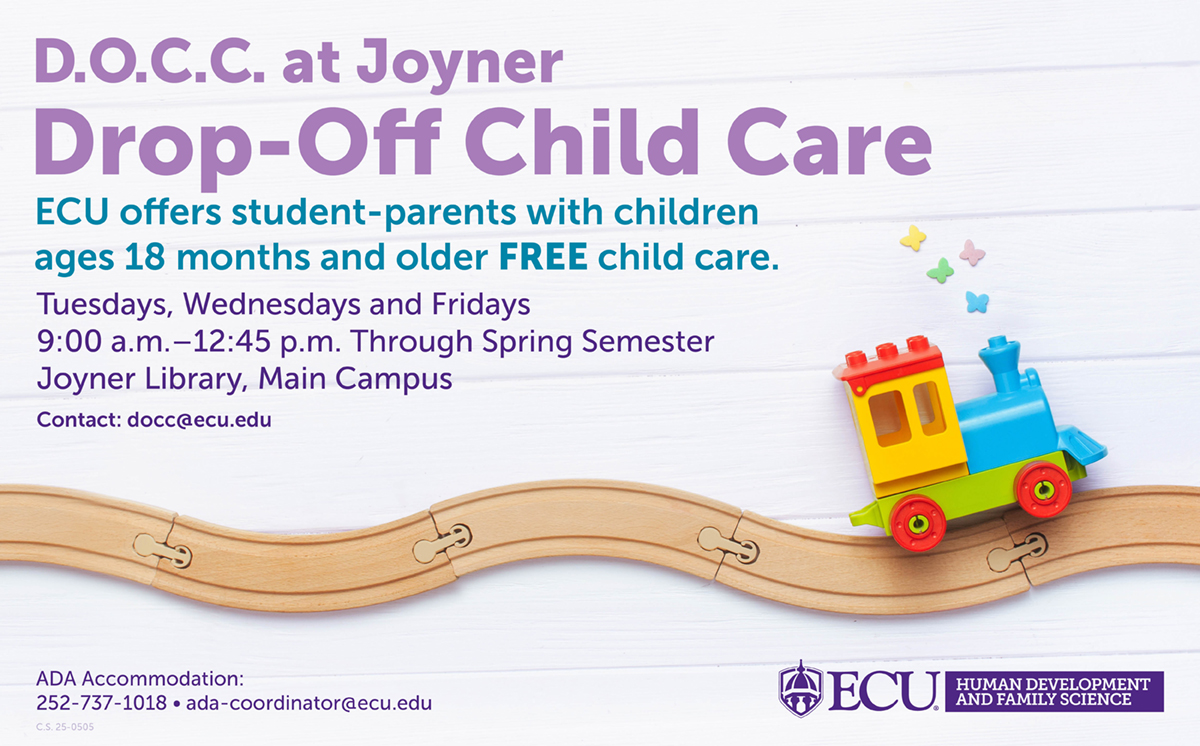 We are proud of these drop-off child care options and how they have benefited so many in #PirateNation

Check it out, #ECU student-parents, faculty and staff! ⤵️