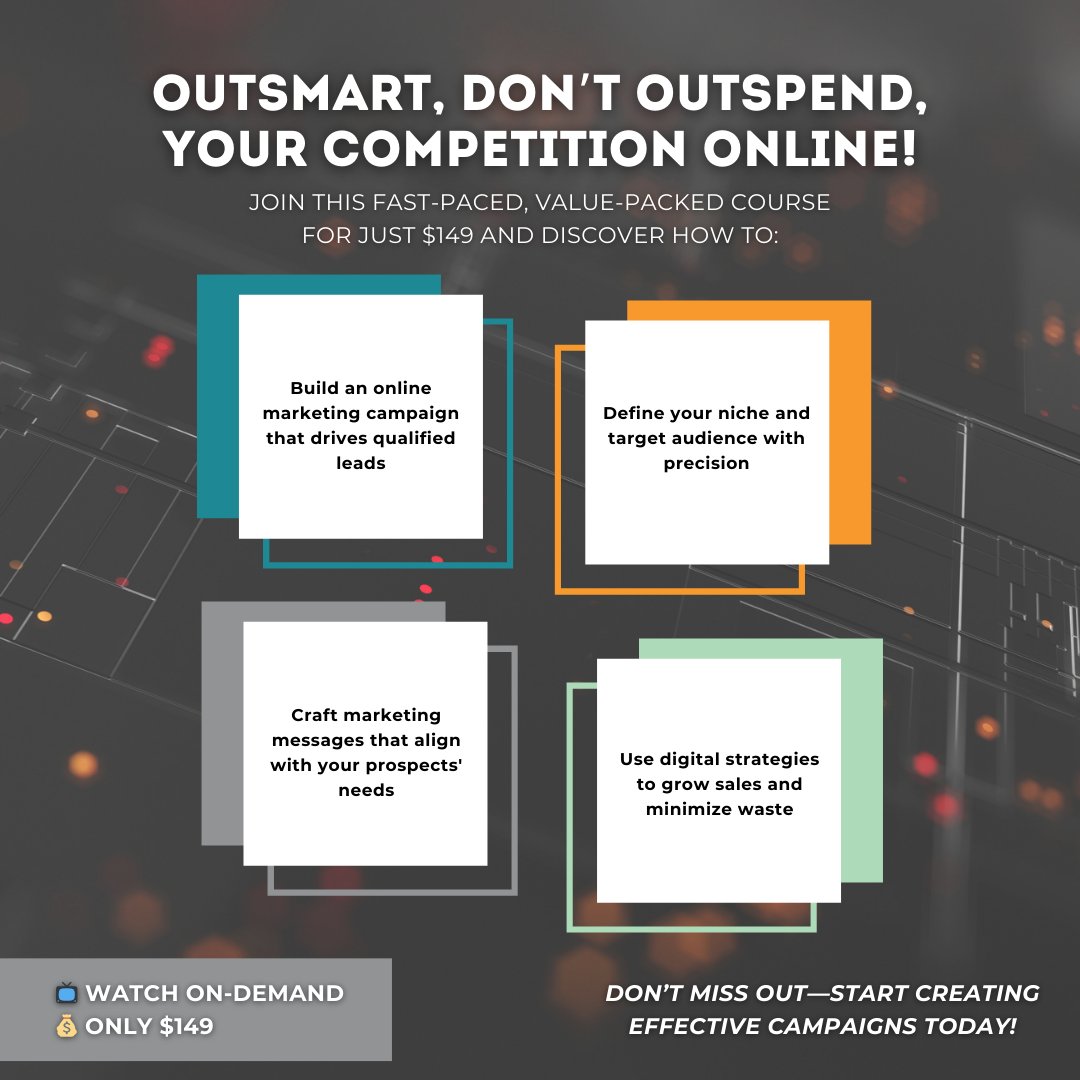 we_market's tweet image. 🎯 Elevate your marketing game for just $149!
.
✅ Create lead-driving campaigns
✅ Target your ideal audience
✅ Craft resonating messages
✅ Maximize sales with smart strategies
.
📺 Watch now: bit.ly/4gqFxj2 
.
#MarketingMastery #LeadGeneration #DigitalMarketing