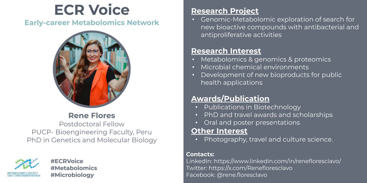 EMN Metabolomics Society (@emn_metsoc) on Twitter photo Introducing Rene for #ECRVoices
<a href="/Renefloresclavo/">René Flores Clavo</a> is working on #Metabolomics and she is based in Lima, Peru 🇵🇪 Introducing Rene for #ECRVoices
<a href="/Renefloresclavo/">René Flores Clavo</a> is working on #Metabolomics and she is based in Lima, Peru 🇵🇪