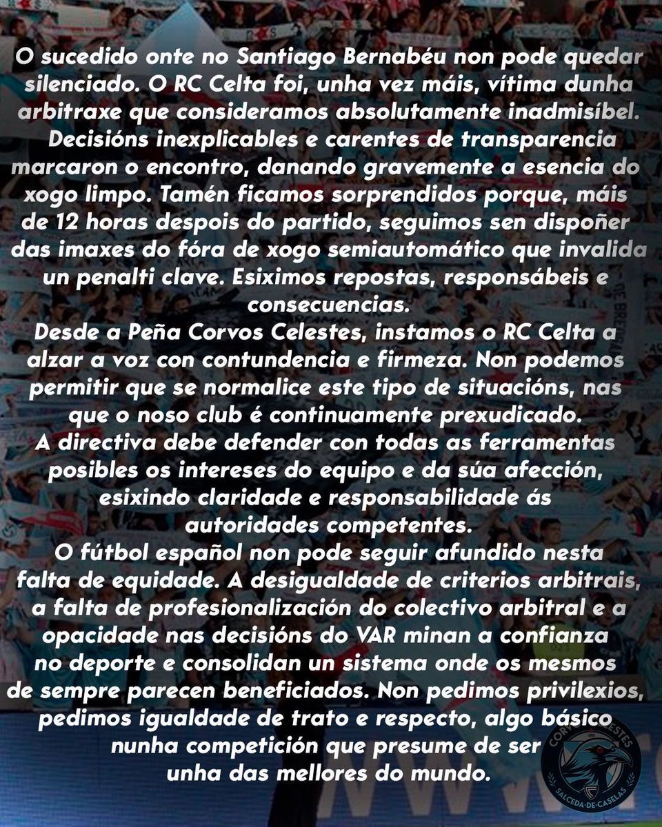corvos_celestes's tweet image. COMUNICADO‼️
@RCCelta 
@FdPcelta 
@mmourino