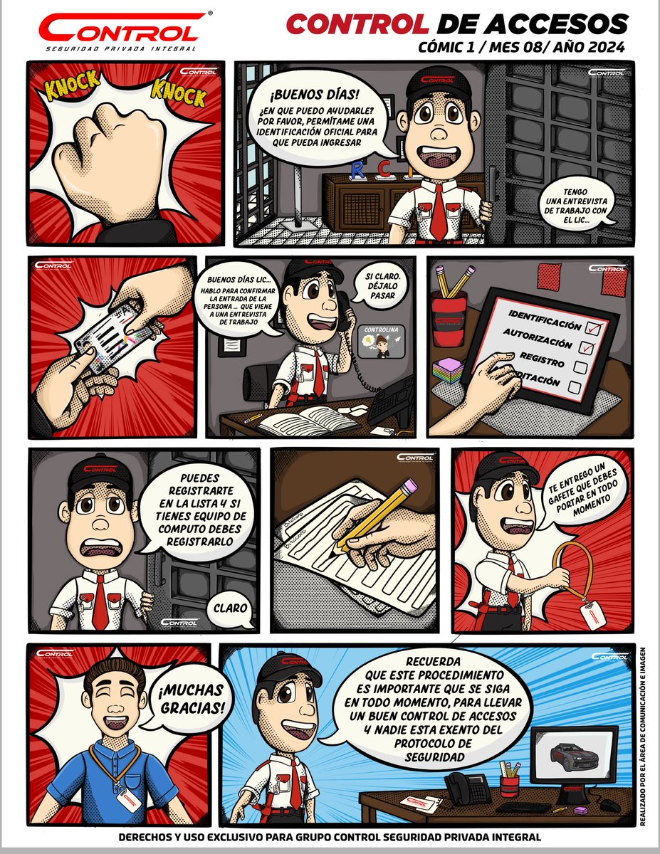 segcontrol's tweet image. 😉👉Porque Controlman quieres que sepas como se hace un #controldeaccesos

😃📰Nuestro cómic se titula: Control de Accesos.

¡Recuerda que estamos #contodo para que seas un #guardiacontrol que es experto en seguridad privada.👮‍♂️👮‍♀️👊

#ControlSeguridad #GuardiasControl