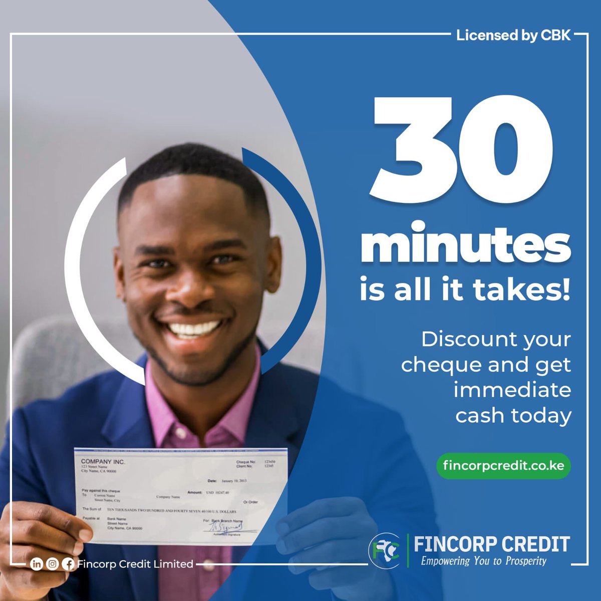 FinCorpCredit's tweet image. In need of funds urgently, we can cash your cheques, processed within 30 minutes.
#fastandflexible 
#fincorp 
#chequediscounting