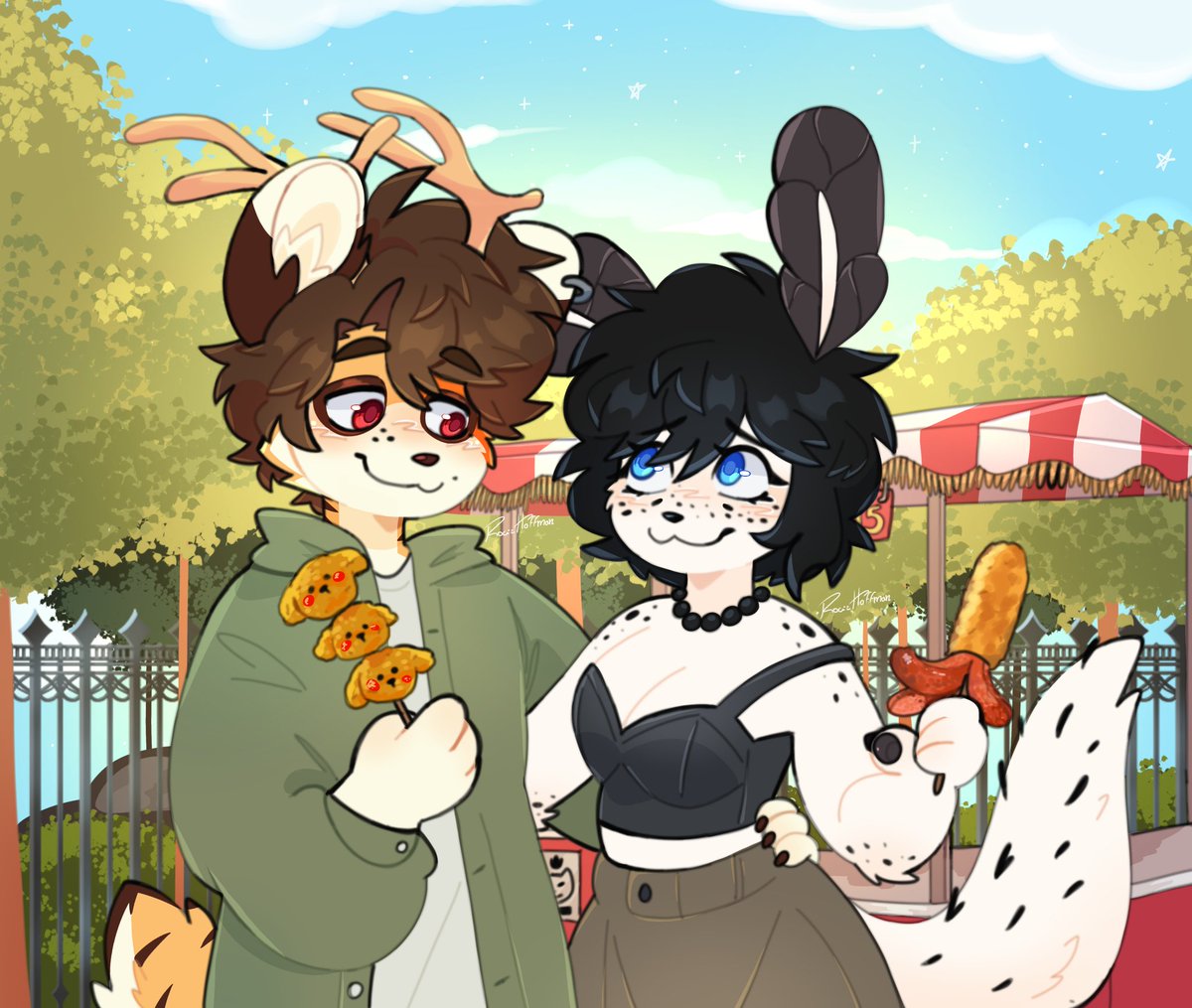 With my boyfriend we decided to create new fursonas, his is a half deer cat and mine is a sea bunny

I love you <a href="/CuchufliTombear/">TomBear_Cuchufli</a> 🐱💖🐰
Art by me!