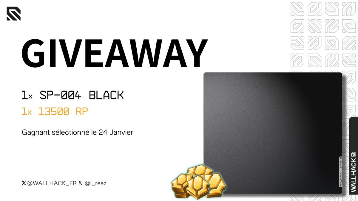 i_reaz's tweet photo. Salut tout le monde, 

On offre un tapis de souris SP-004 et 13500 RP à un(e) d’entre vous !⚡

Pour Participer : 
Follow :  @i_reaz &amp;  @WALLHACK_FR 
RT le tweet
Identifiez un(e) ami(e)

🗓️ Date limite : 24 Janvier
#CollaborationCommerciale https://t.co/4siLnthFrM