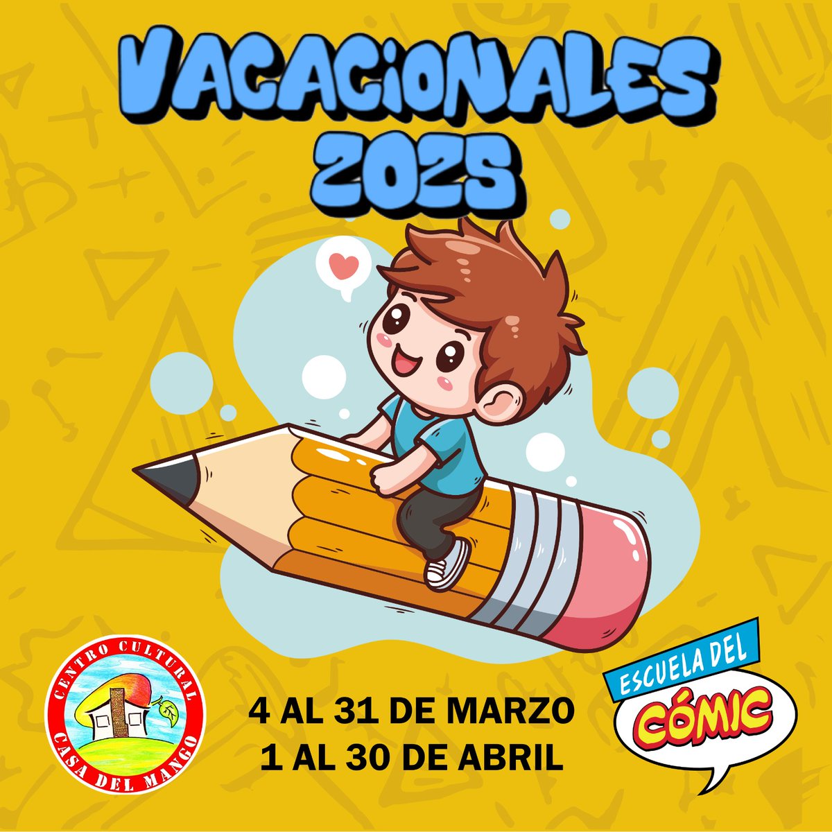 EscueladelComic's tweet photo. Inscripciones abiertas para nuestros #vacacionales2025 Escoge 4 talleres por un mes. #cómics #manga #porcelanafria #pintura #dibujo Descuento por reserva anticipada. Más información 0997970035 https://t.co/VN7YMoFtza