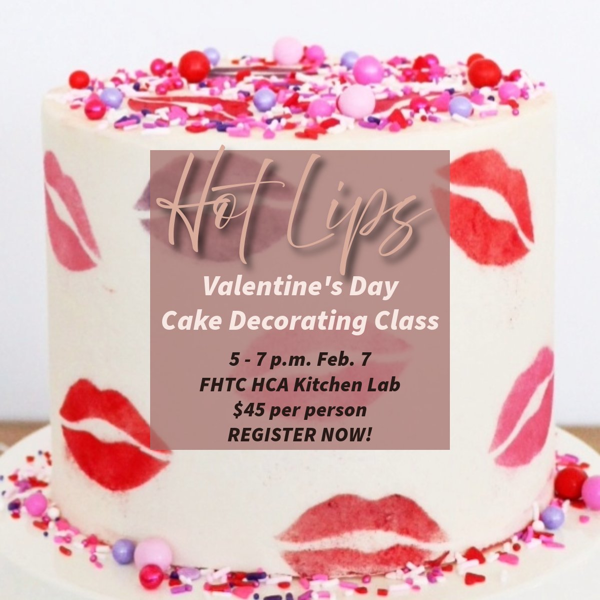 Flint Hills Tech (@flinthillstech) on Twitter photo Celebrate love this Valentine's Day! Join our Hot Lips Cake Decorating Class to: ๐ Decorate an 8-inch cake, ๐ Learn to airbrush lips, ๐ Meet new friends! No experience needed! Date: Feb 7, 2025, Time: 5 PM - 7 PM, Cost: $45. Register: bbess@fhtc.edu. Celebrate love this Valentine's Day! Join our Hot Lips Cake Decorating Class to: ๐ Decorate an 8-inch cake, ๐ Learn to airbrush lips, ๐ Meet new friends! No experience needed! Date: Feb 7, 2025, Time: 5 PM - 7 PM, Cost: $45. Register: bbess@fhtc.edu.