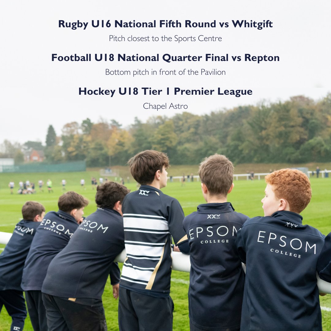 EpsomCollegeUK's tweet image. It's a BIG day of sports action at Epsom College! 📅 Thursday, 23rd January three key matches featuring our talented pupils are kicking off at 2:30 PM, and we’re calling on ALL parents and the wider Epsom community to come and bring the energy! #EpsomCollege