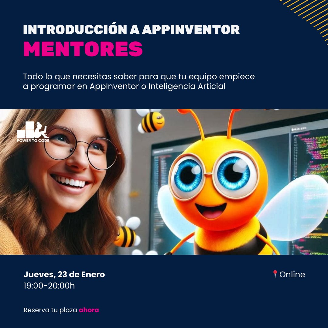 TechnovationMad's tweet image. 💻 23 de enero | Taller online: Introducción a AppInventor para Mentores
Todo lo que necesitas para que tu equipo comience a programar en AppInventor o IA. 👩💻🤖
Apúntate: eventbrite.es/e/entradas-int…
#TechnovationGirls #STEM #PowerToCode #TGM25