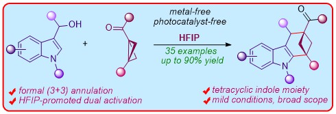 We can now use HFIP for the simultaneous activation of BCBs &amp; indolyl alcohols for metal-free access to indole-fused bicyclo[3.1.1]heptanes, preprint out in <a href="/ChemRxiv/">ChemRxiv</a>. Thank U <a href="/serbonline/">SERB</a> for funding this work  by <a href="/shiksha_deswal/">Shiksha Deswal</a> &amp; team! <a href="/iiscbangalore/">IISc Bangalore</a> 
 
go.shr.lc/4aDrlBf