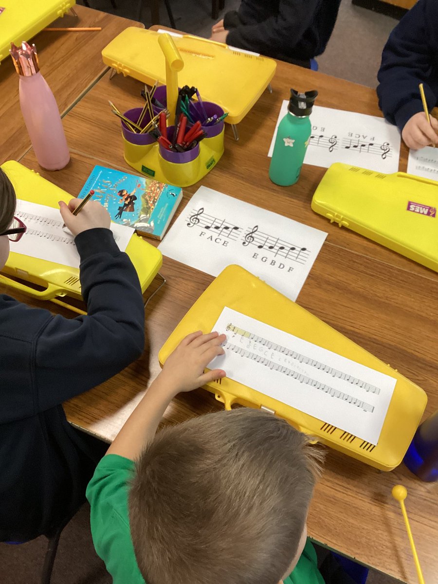 3Yearsley's tweet photo. The children are looking at notation in music today. We are writing out the notes to help us read the music for our glockenspiels today. https://t.co/6D9bhOowaP