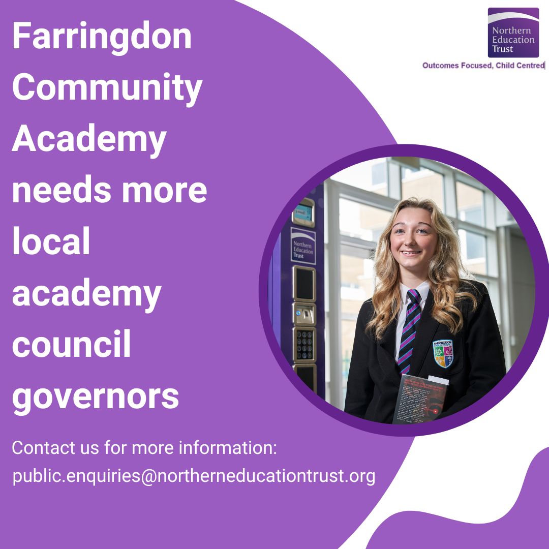 Are you interested in education? Are you passionate about making a difference to the lives of children and young people? Register your interest today to join Farringdon academy council: public.enquiries@northerneducationtrust.org