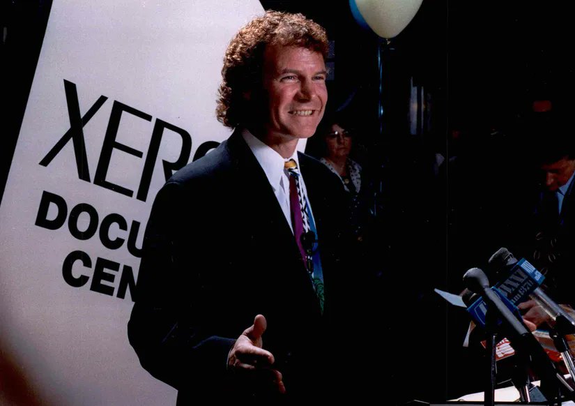 Niche food-related post, but it's important to remember that in 1993, Danny Wegman, CEO of Wegmans grocery stores, announced a partnership with Xerox, with one of the most powerful mullet-tie combos in history