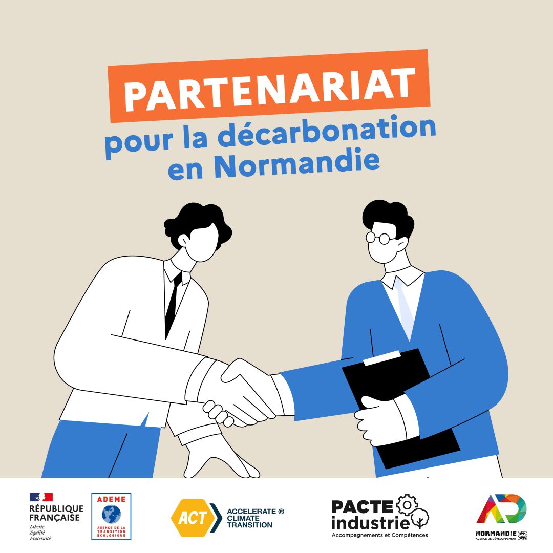Signature d'un partenariat stratégique @Ademe / @AD_Normandie aider les entreprises normandes à se décarboner à travers la démarche :
ACT Pas à Pas : actinitiative.org
Pour les accompagner dans l'élaboration de leur stratégie de décarbonation.
adnormandie.fr