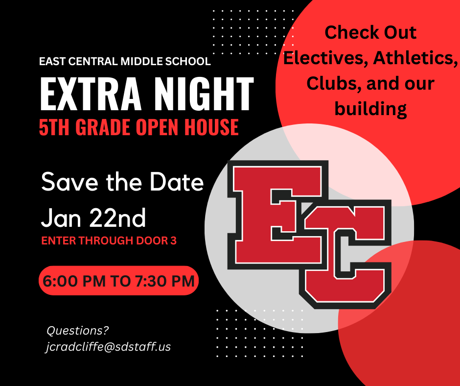 EastCentral_MS's tweet photo. ECMS will be hosting their 5th Grade Extra Night next Wednesday, Jan. 22nd.  Stop by and see all that we have to offer at ECMS. https://t.co/m7YFYYJyL2