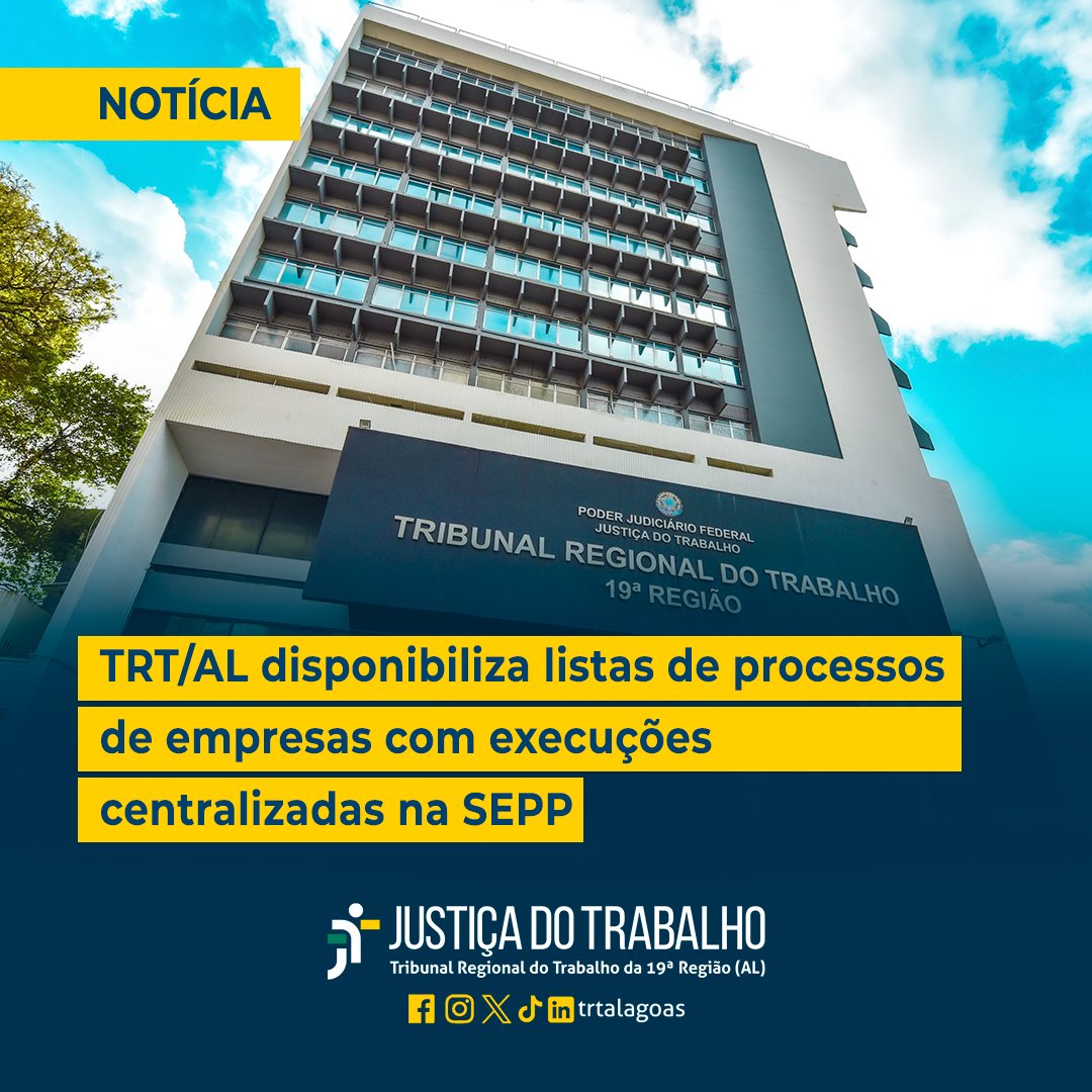 TRTAlagoas's tweet image. Listas estão atualizadas até o dia 31/12/2024.

🖥️ VERIFIQUE OS PROCESSOS: site.trt19.jus.br/noticia/trt-al…

#SEPP #Execução #ListaDeProcessos #TRT19 #JustiçaDoTrabalho #TRTAcessível