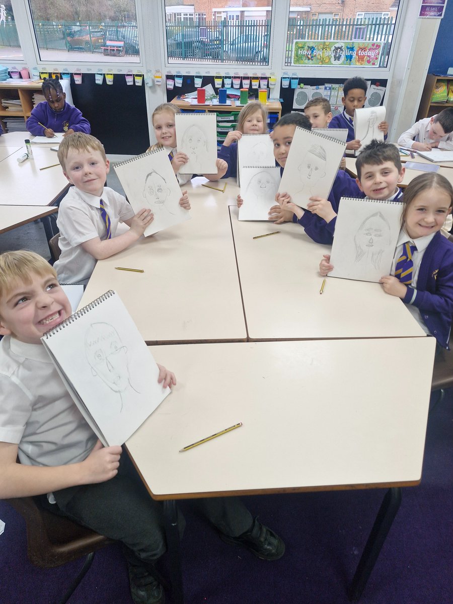 StAlbans_Sch's tweet photo. Year Two have been busy drawing self portraits, they are focusing on the structure of their face and where their facial features go. They are excited to paint these in our next lesson! @PKCKST #MrsF #Art https://t.co/YoDZEezzKf