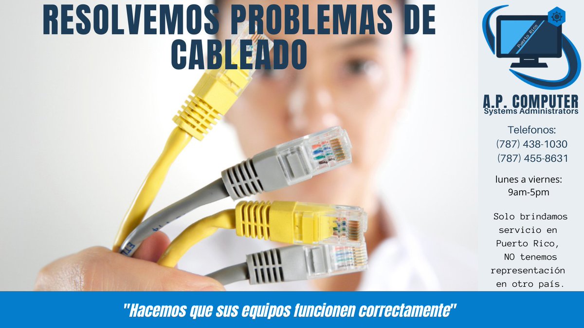 apcomputerprusa's tweet image. Reparamos problemas de cableado.
Fabricamos cables de Ethernet, RJ-45 y Cross over. Además, reemplazamos los cables de red.
 #network #APComputer #APComputerSystemsAdministrators  #APComputerSystems #APComputerPR #APComputerPRUSA #Dios #God #Diosesbueno #Godisgood