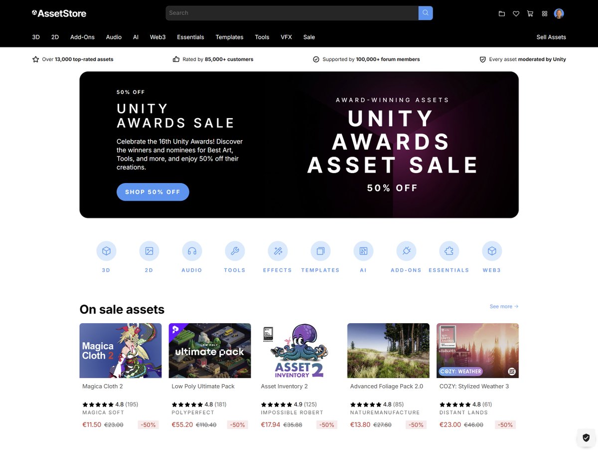 The #Unity Developer Awards Sale is now live and so many high-quality assets are there.

Super proud + happy to have my Asset Inventory right there in the center. My passion project for the last two years. Try it if you haven't yet. It will change the way you work with assets.