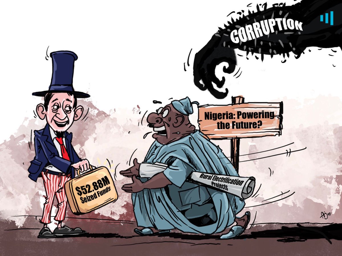 HumAngle_'s tweet photo. Tracing Nigeria's journey of repatriating looted funds: a fight against corruption to recover billions siphoned by past leaders and officials.
#HumAngleCartoon https://t.co/klFRI11Njq