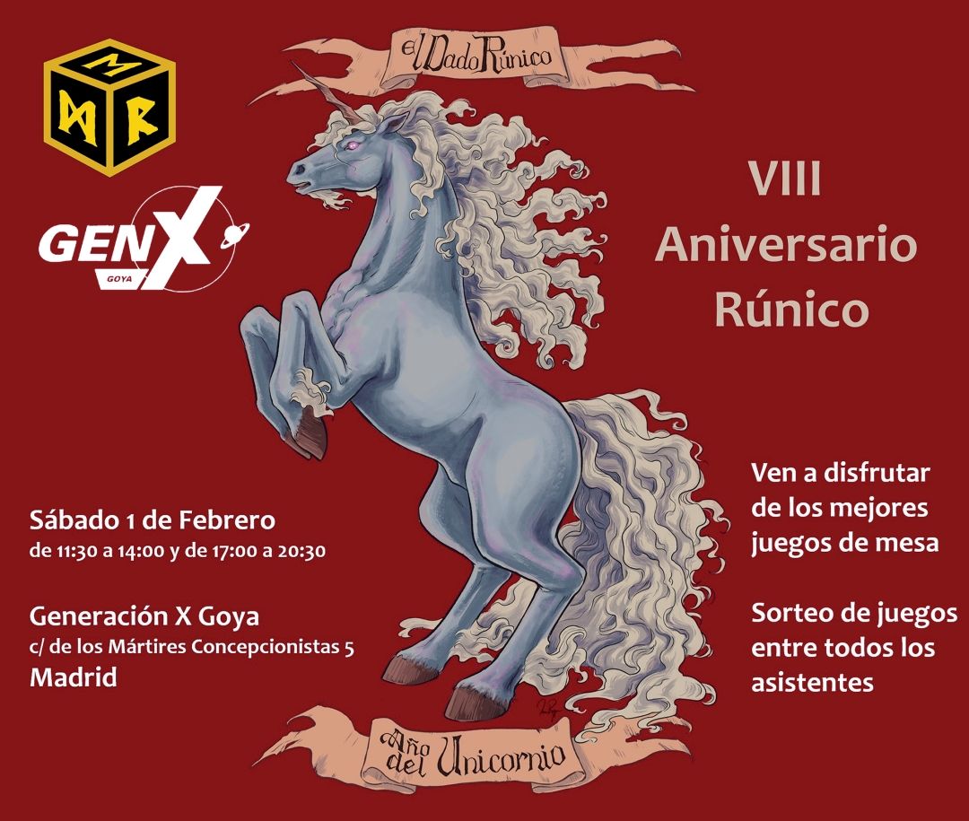 El próximo 1 de febrero nos vemos en <a href="/GenXGoya/">Generación X Goya</a> para pasar el día celebrando nuestro #XIIIAniversarioRúnico, con sorteos incluidos para los asistentes 🎉