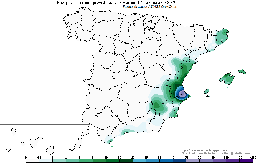 crballesteros's tweet photo. #ClimaEnMapas. Precipitación prevista para hoy y mañana, elaborada con la predicción horaria por municipios de #AemetOpenData
Más información en: https://t.co/Ybb01g4I18 https://t.co/F5ng2We9fZ