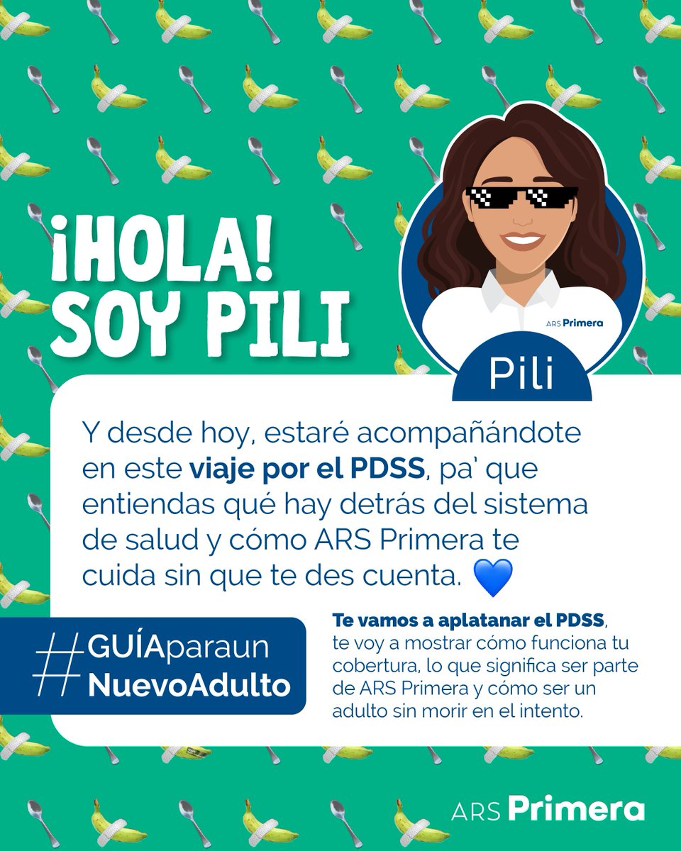 ¡Hola, soy Pili! 🙋‍♀️ Y desde hoy, estaré acompañándote en este viaje por el PDSS, pa’ que entiendas qué hay detrás del sistema de salud y cómo ARS Primera te cuida sin que te des cuenta. 💙 ¡No te quedes fuera!

#AdultoAplatanao
#ARSPrimera