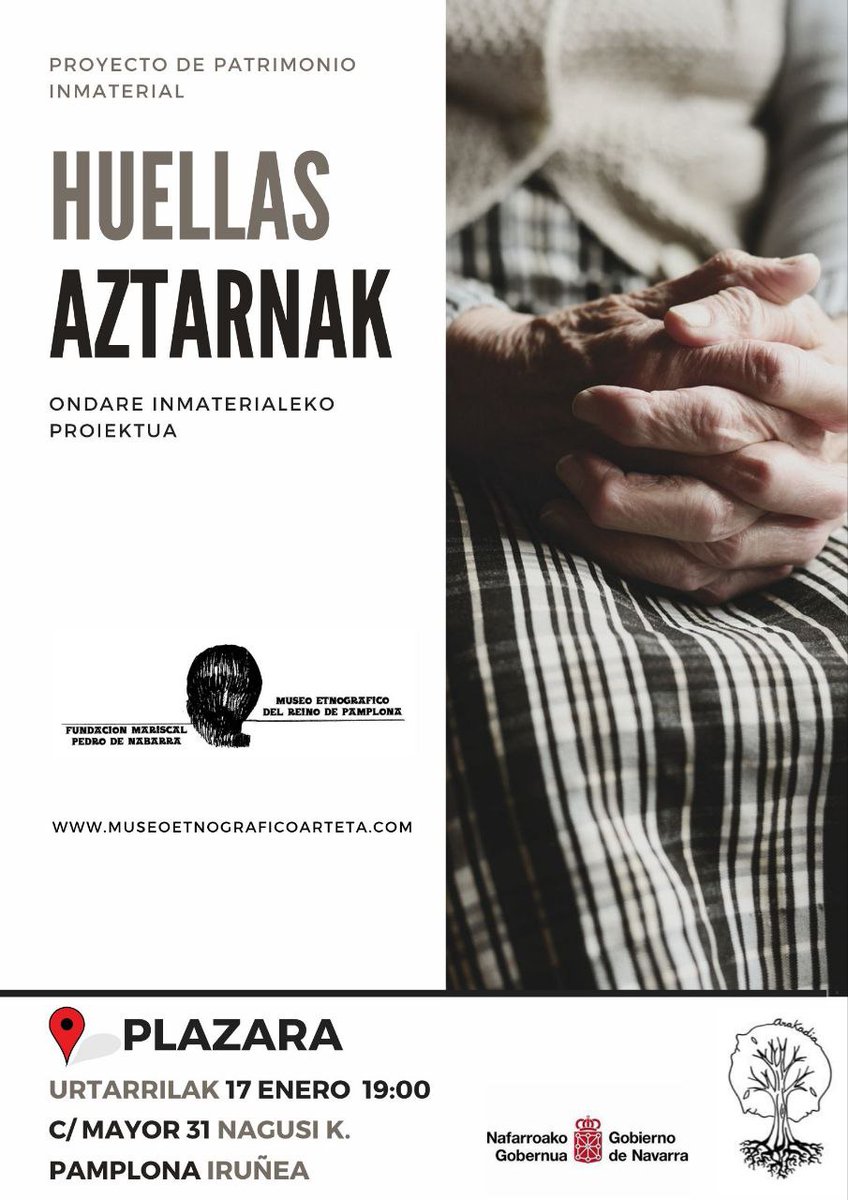 ArakadiaE's tweet photo. AZTARNAK aurkezpena /HUELLAS presentación - MUSEO ETNOGRAFICO DEL REINO DE PAMPLONA
Proyecto de #investigación
Transición vivida por los protagonistas del éxodo del #mundorural al #mundourbano. https://t.co/IAY2PXFZqk https://t.co/1Sh40Lsz4n