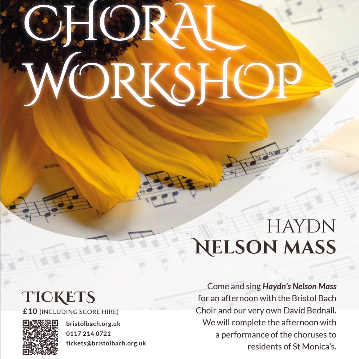 Sing away the winter blues with the Bristol Bach Choir at St Monica's BS9 3UN on 25th January, 2pm. Register on our website (QR code below).