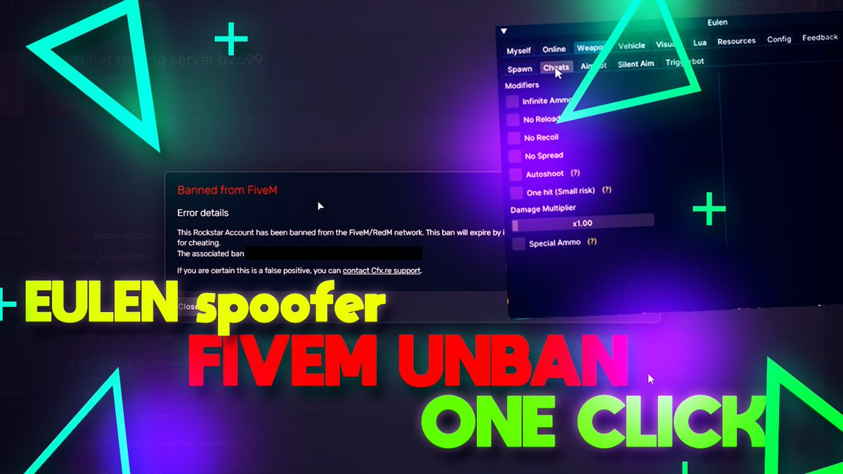 Eulen2Cheats's tweet photo. With Eulen Cheats Spoofer you can remove any fivem bans, just one click, easy to use

Eulen Cheats Dot Com https://t.co/ZehGosyvzG