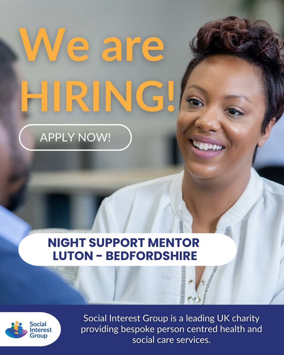 We are looking for a passionate and dedicated Night Support Mentor on a 3-year FTC to join our new service in the Luton area. You will engage with women who are sexually exploited and are facing homelessness.
ow.ly/UESi50UImbe
