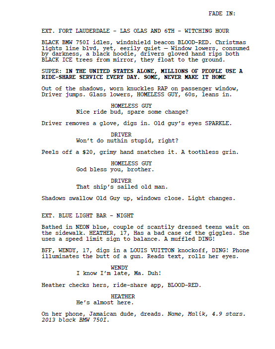 #Firstpagefriday #1stpagefriday After a ride with a stranger leaves his wife near death, a man struggles with his sobriety, faith, and the drive to kill, while an angry Detective and Social Media reporter hook up to investigate the dark-side of the ride-share industry.