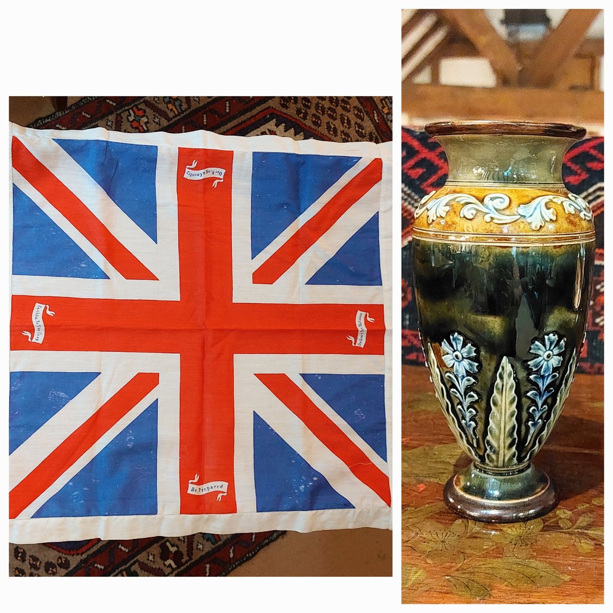 eversleybarn's tweet image. #vintageleatherarmchair #leatherarmchair #ww1hankerchief #mottohankerchief #doultonvase #judismithantiques #eversleybarnantiques