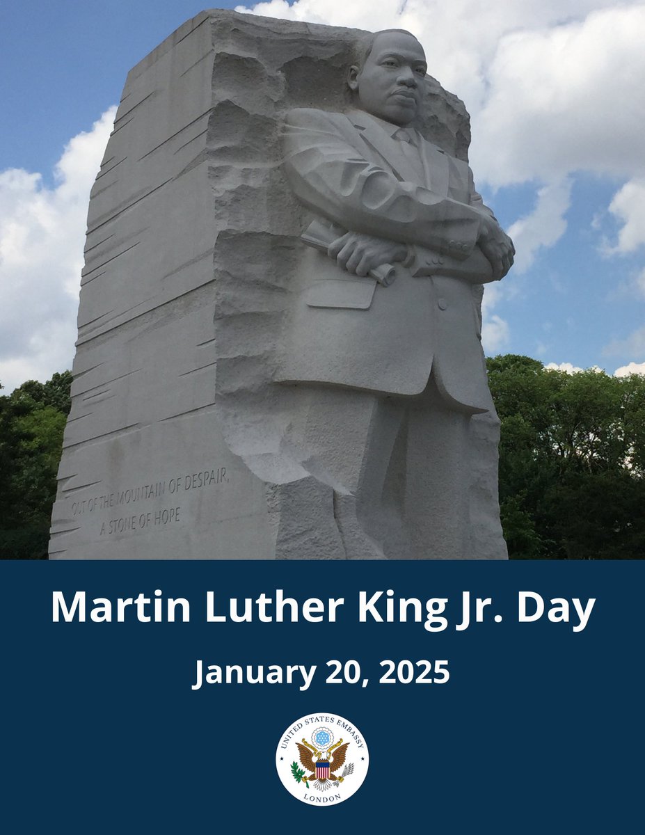 USAinUKConsular's tweet image. The U.S. Embassy London and our Consulates General in Edinburgh and Belfast will be closed on Monday, January 20, 2025 to observe Martin Luther King Jr. Day. We will re-open on Tuesday, January 21.